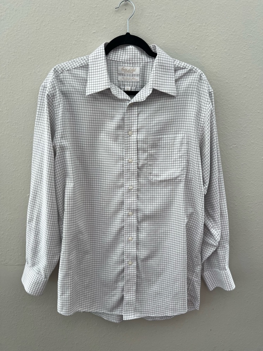 Roundtree & Yorke Gold Label Shirt Men’s 16 33 White Check Non Iron Cotton